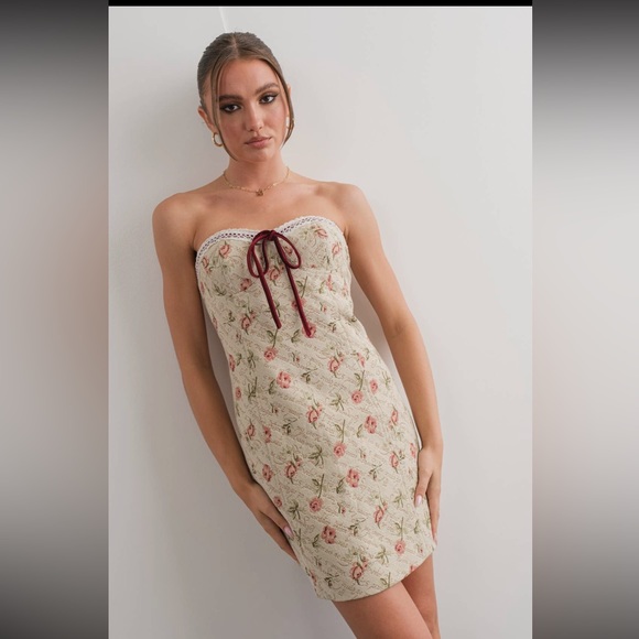 PRETTY GARBAGE VINTAGE STYLE RIBBON FLORAL STRAPLESS DRESS ❤️NEW COLLECTION❤️ - Picture 5 of 5